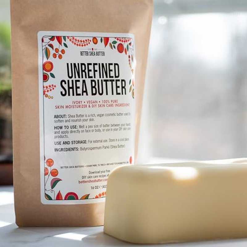 Raw Shea Butter - 100% Pure African Unrefined Shea Butter for Hair - Skin Moisturizer for Face, Body and for Soap Making Base and DIY Whipped Lotion, Oil and Lip Balm - 8 oz Block