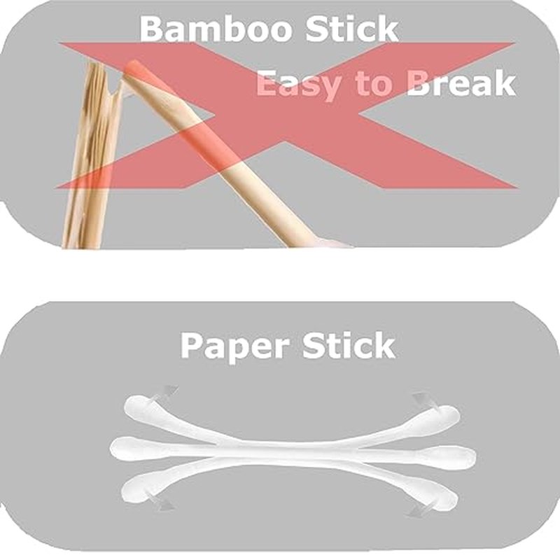 Cotton Swabs with Paper Sticks 1000ct，Double Tipped Natural Cotton Buds