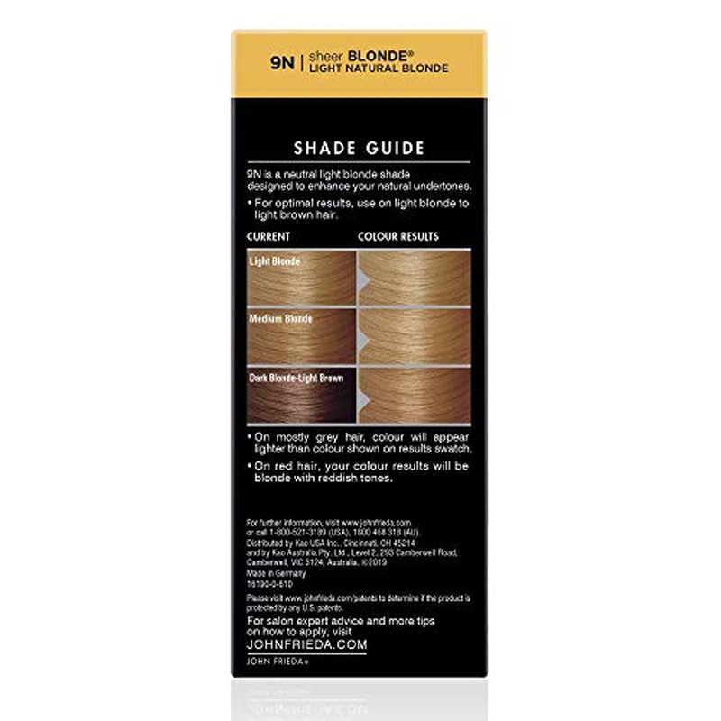 John Frieda Blonde Permanent Precision Foam Hair Color, Blonde Hair Dye, 9N Light Natural Blonde Hair Color Kit, 1 Application