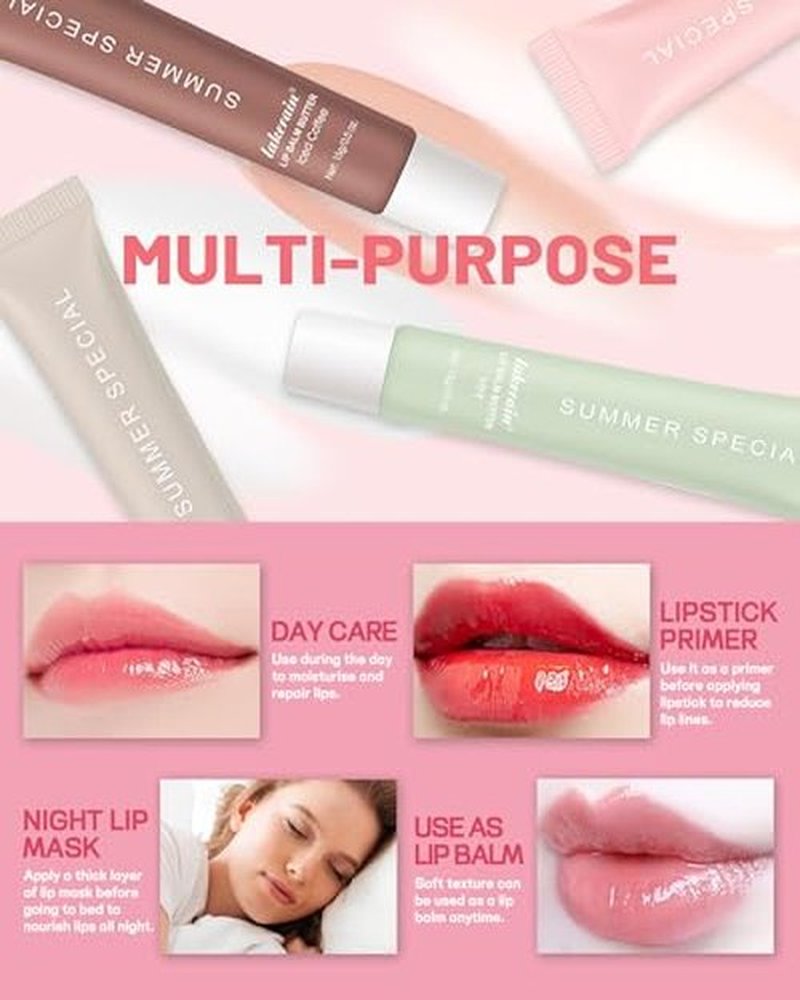 Tinted Lip Butter Balm,3 Colors Hydrating Lip Balm Lip Gloss Vanilla Sheer Tint Stain Non-Sticky Lip Glow Oil for Instant Moisture,Shine and Soothing Women Dry Cracked Lip Care Lip Sleeping Mask-Set B