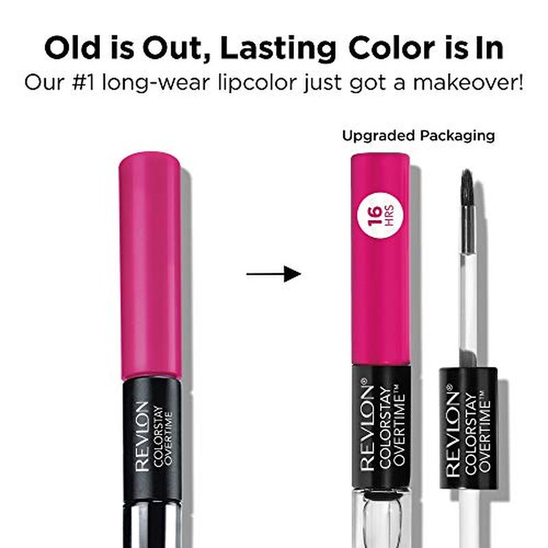 Revlon ColorStay Overtime Lipcolor, Dual Ended Longwearing Liquid Lipstick with Clear Lip Gloss, with Vitamin E in Pink, 24/7 Pink (530), 0.07 oz