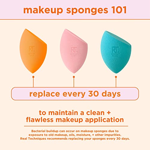 Real Techniques Miracle Concealer Sponge, Makeup Blending Sponge For Concealer, Elongated Shape & Precise Application, Yellow Sponge, Latex-Free Foam, 2 Count