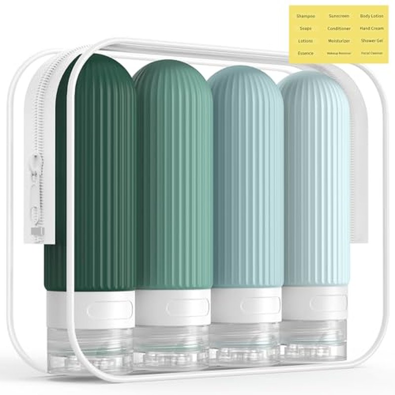 ME.FAN Travel Bottles for Toiletries, TSA Approved 3oz Silicone Travel Size Containers/Portable Split Bottle, Travel Accessories for Conditioner, Shampoo, Lotion - 4 Pack Yellow