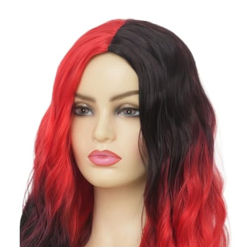 Tseses Green and Black Wigs for Women Long Curly Wavy Wigs Synthetic Natural Hair Wigs for Halloween Cosplay Us