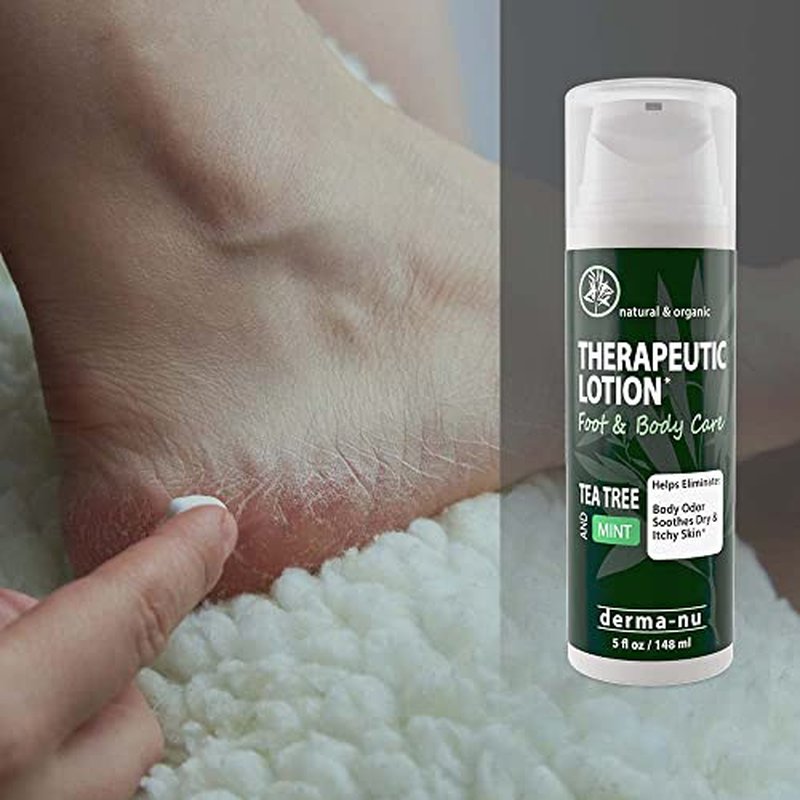 Foot Lotion with Tea Tree Essential Oil for Jock Itch, Athletes Foot, and Dry Cracked Feet Treatment - Athletes Foot Cream with Tea Tree Oil for Toenail - Foot Cream for Dry Cracked Heels