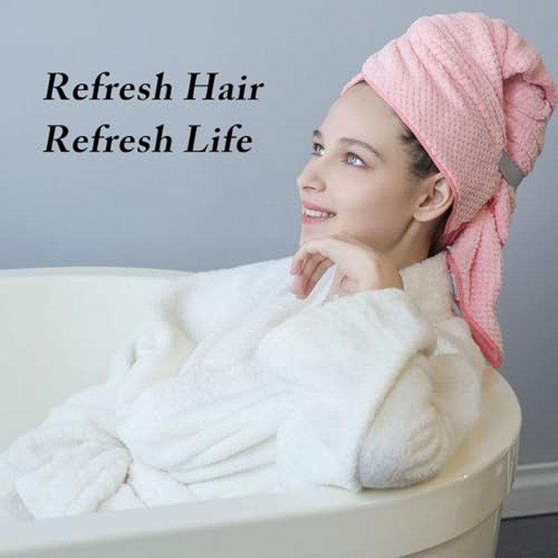 Wuwahold Microfiber Hair Towels, Waffle Hair Towel Set, Super Soft Highly Absorbent, Sturdy Quick Drying Turbans for Long, Thick, Curly Hair (5 Pack, 40" x 20")