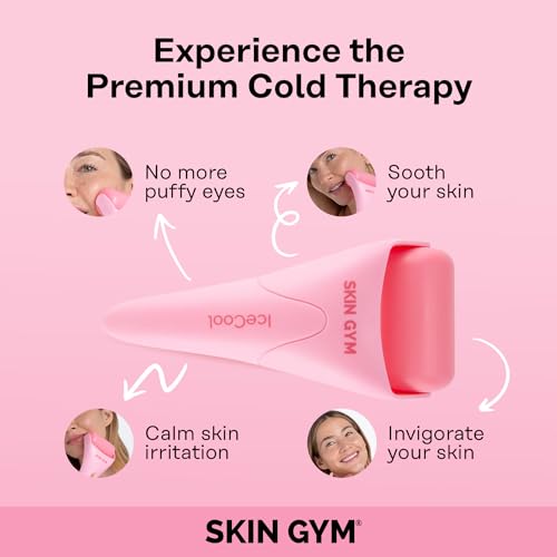 SKIN GYM Cryogel Ice Roller for Face - Anti Aging Ice Face Roller & Eye Roller for Eye Puffiness Relief, Travel Size Face Roller Skin Care & Face Ice Roller, Light Facial Ice Roller & Face Depuffer
