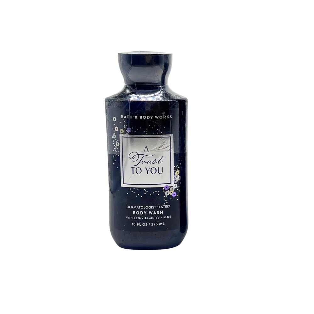 Bath & Body Works A TOAST TO YOU Fine Fragrance Mist, Ultimate Hydration Body Cream, and Body Wash 3pc Gift Set with 30-inch Silver Ribbon Bow for Gifts & Holidays – Full Size