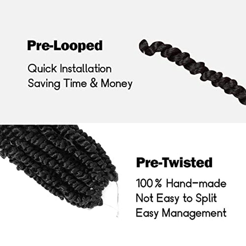WUDAS Short Passion Twist Hair 8 Inch Pre-twisted Passion Twists Crochet Hair Jet Black Pre-looped Synthetic Crochet Braids (7 Packs,1#)