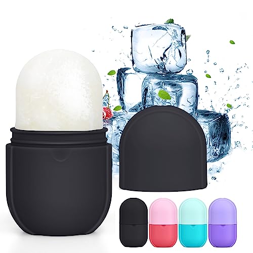 Ice Roller For Face and Eye, Ice Facial Roller Massage Shrink Pore Skin Care Tools, Reusable Ice Stick Remove Dark Circle, Ice Face Mold Sphere Face Ice Cubes for Brighten Lubricate Fine Lines Black