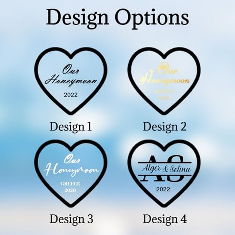 Fornixe Personlized Honeymoon Sand Jar 2024, Heart Shaped Glass Jars with Customised Text Date Custom Sand Bottles Keepsake Jar for Decorations, Wedding Party Favors (Style1)