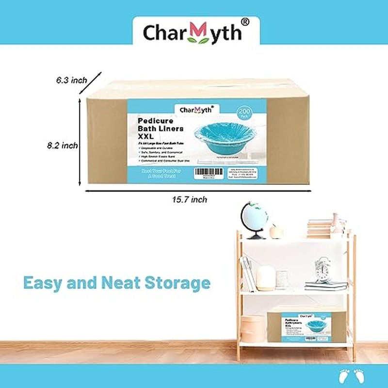Charmyth Pedi Guard Bath Liners, Disposable Pedicure Liners, Spa Footsie Clear Pedi Guard Bath Liners for Foot Bath Spa Massage Thick Elastic 2XL 200 Count