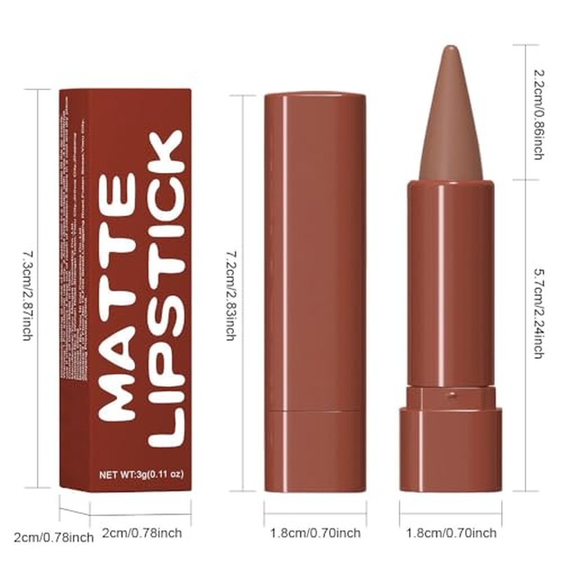 JUAAZIN Pastel Brown Gradient Matte Lipstick Crayon Lip Liner pencil, Flawless Contour Gradual Ombre Effect lip Pencil, High Pigmented Long Lasting Waterproof Smudge Proof Lipstick Pencil 01#