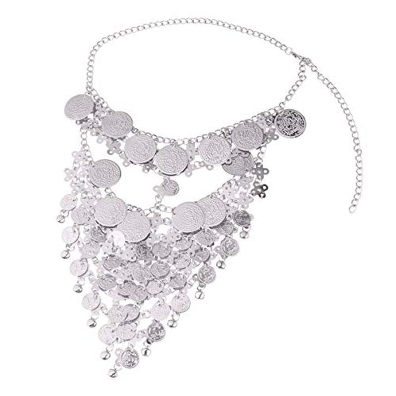 Beaupretty Women Masquerade Masks Face Chain Metal Jewelry Belly Dance Face Coin Veil Halloween Dance Play Accessories Golden
