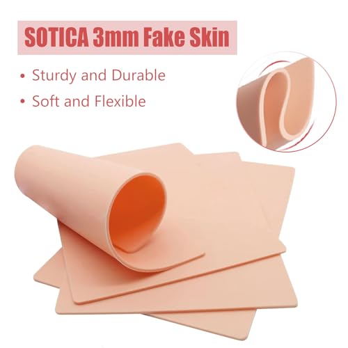 Tattoo Skin 3MM- SOTICA 8pcs Fake Skin 3mm Tattoo Practice Skins 6×8" Fake Tattoo Skin Silicone Practice Skin for Tattoo Fake Skin for Tattoo Piel Sintética Para Tatuar for Tattoo Supplies