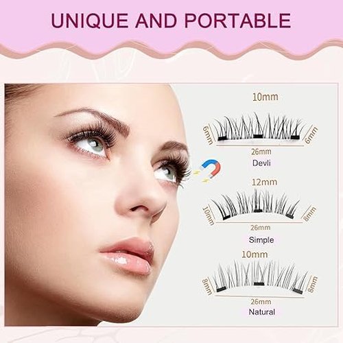Magnetic Eyelashes with Applicator,Krafty Magnetic Eyelashes,Magnetic Eyelashes,Magnetic Eyelashes Natural Look（Natural+Simple+Devil）