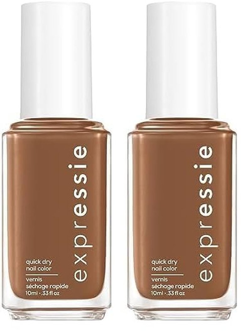 essie expressie Quick-Dry Vegan Nail Polish, Cold Brew Crew, Warm Mid Tone Brown, 0.33 Ounce (Pack of 2)