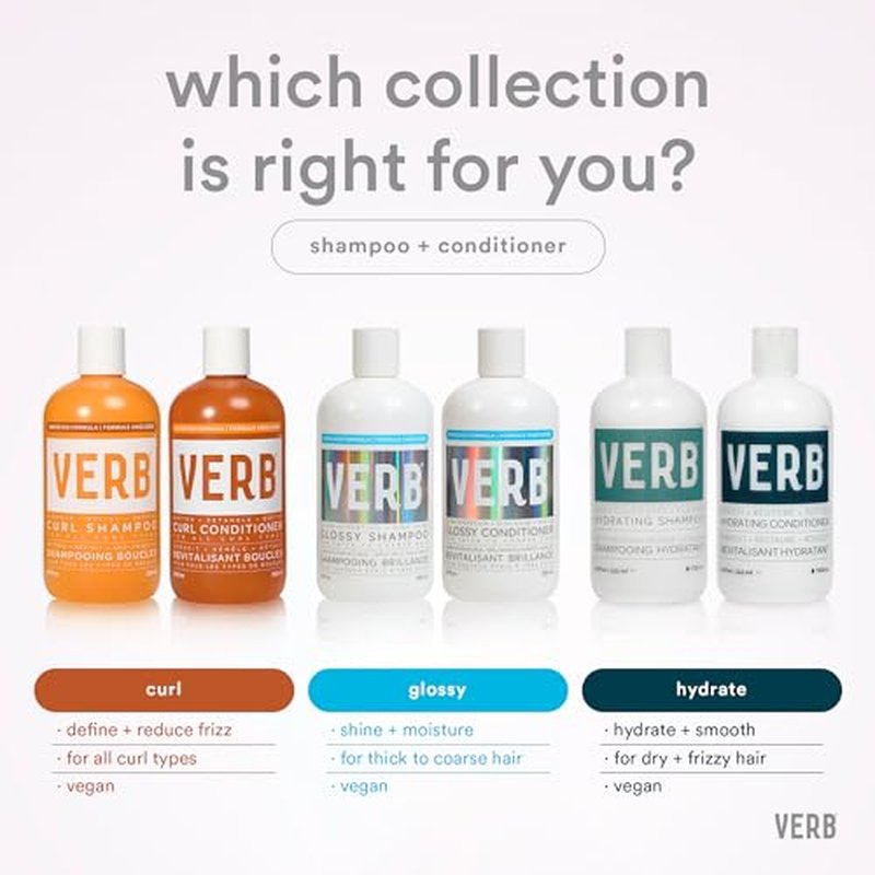 VERB Curl Shampoo - Mild, Cleanse and Smooth - Vegan Curl Defining Shampoo for Frizzy Hair- Intensive Hydration Curly Hair Shampoo, 12 fl oz