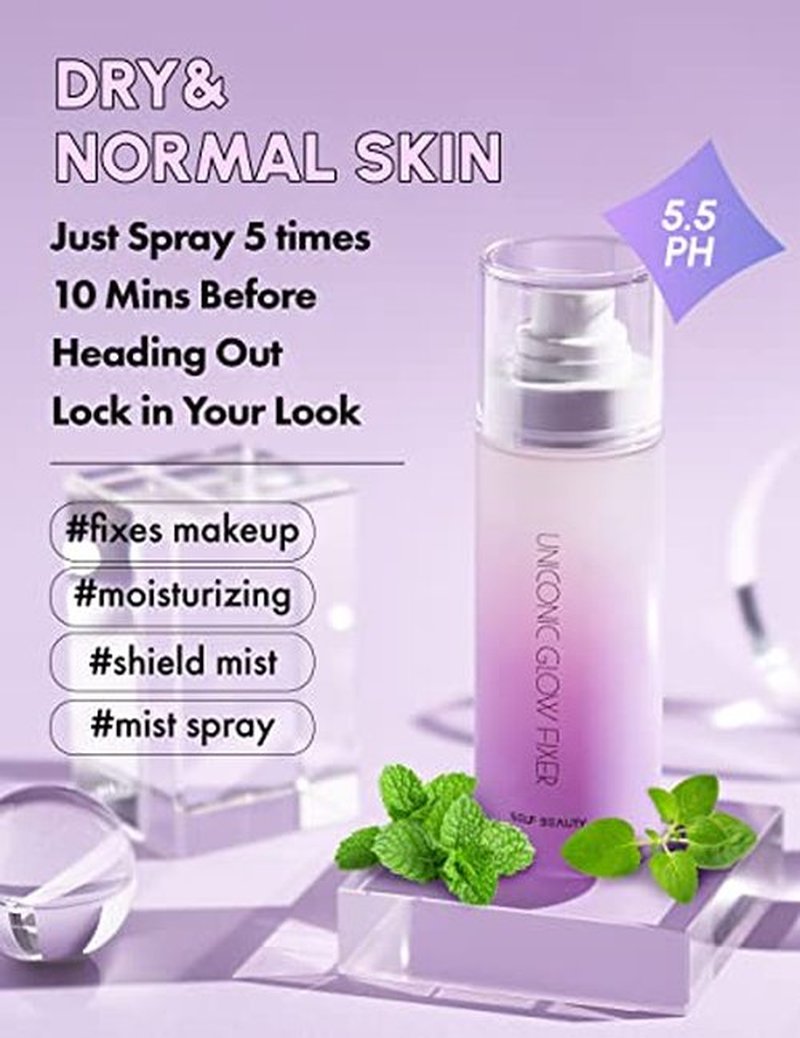 SELF BEAUTY Glow Makeup Setting Spray | Hydrating + Illuminating Makeup Setting Spray | Dewy Finish | Long-Lasting Makeup Fixing | Microfine Mist Spray | 3.38fl.oz, 100ml