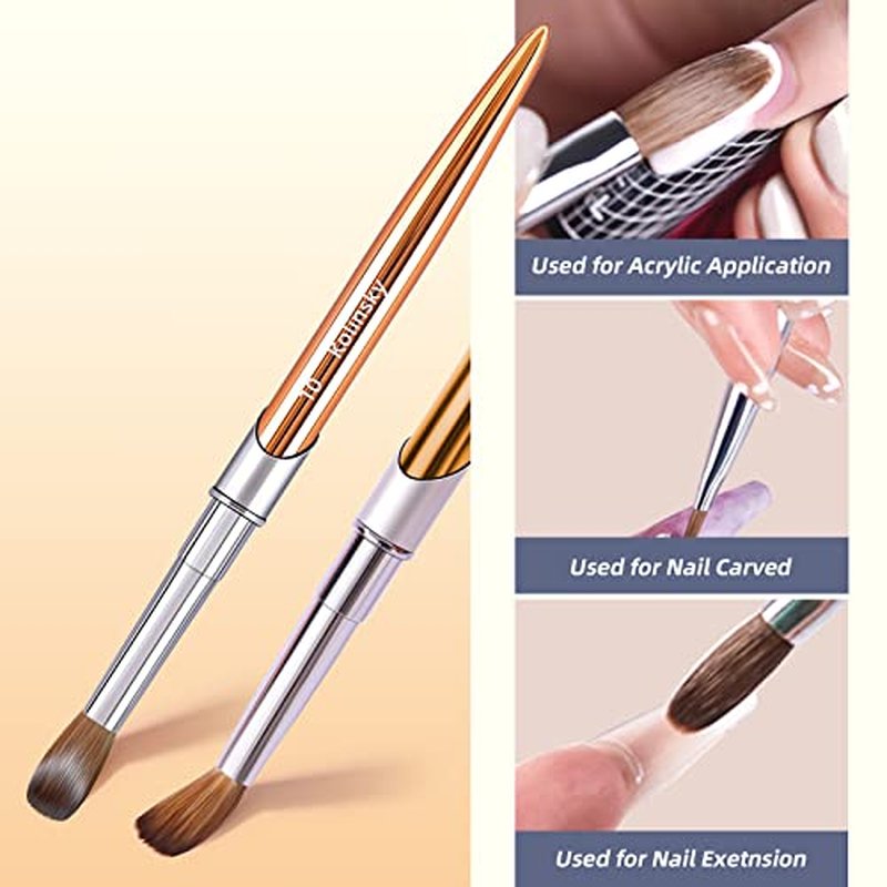 100% Kolinsky Acrylic Nail Brush Size 8,3D Nail Brushes for Acrylic Application Pure Handmade Round Shape,Professional Nail Art Brush Manicure for Women (#8)