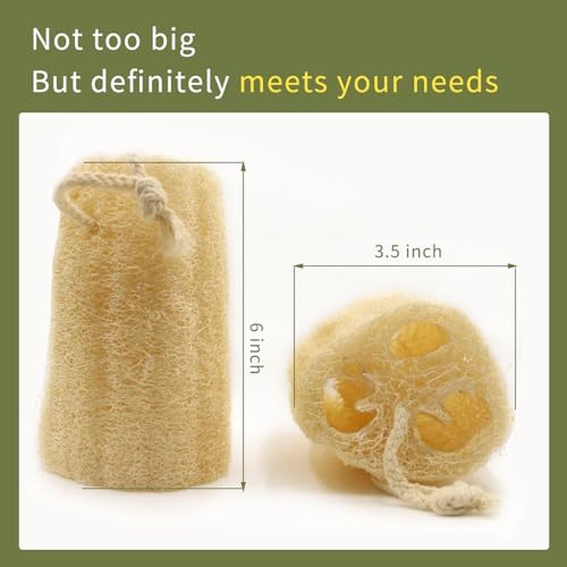 Natural Loofah Sponge Exfoliating Body Scrubber(6"Economical 4Pack),Organic Luffa for Women and Men in Shower