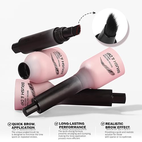 Revorie Brow-Fection Angled Brush & Dip Liquid Eyebrow Gel, Brow Lamination & Powder Pen, Eyebrow Hair Stroke Brush, Wild Eyebrow Pencil Waterproof Long Lasting Quick Drying (#01 Blond)