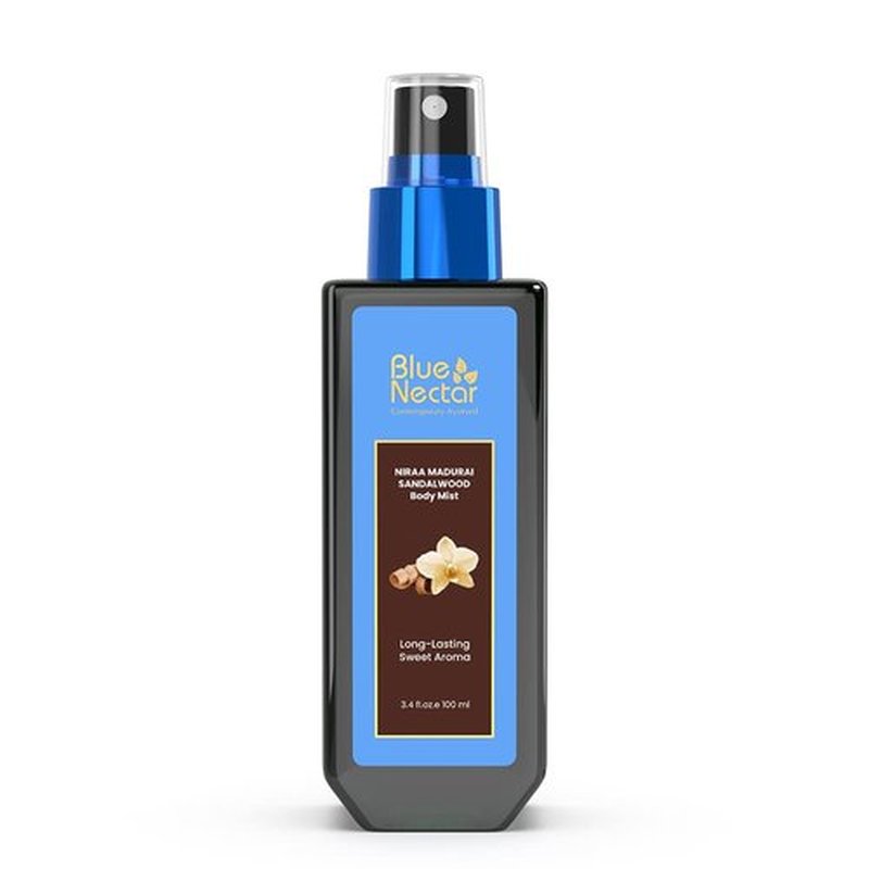 Blue Nectar Niraa Madurai Sandalwood Body Mist for Long Lasting Freshness and Aromatic Body Fragrance(3.4 Fl Oz)