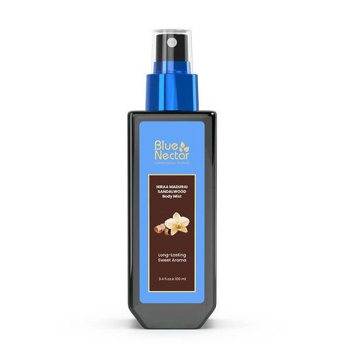 Blue Nectar Niraa Madurai Sandalwood Body Mist for Long Lasting Freshness and Aromatic Body Fragrance(3.4 Fl Oz)
