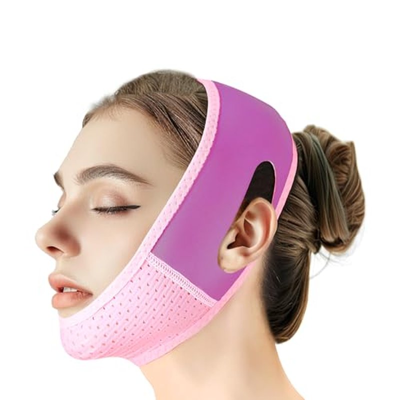 Beiskll Reusable V Line Lifting Mask with Chin Strap, V Shaped Face Mask for Sagging, Jaw Exerciser (Black)