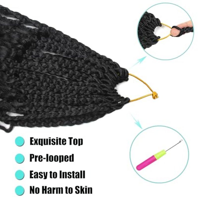 9 Pack Boho Box Braids Crochet Hair - 18 Inch Pre-looped Goddess Box Braids Crochet Hair Bohemian Crochet Boho Crochet Braids With Curly Ends Synthetic Crochet Hair For Women（18 Inch,1B)