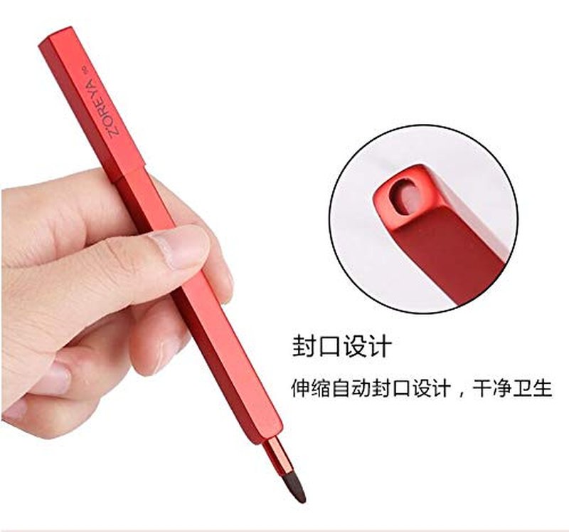 Exquisite Professional Lip Brush Applicators-Retractable Lipstick Brushes- Lipstick Gloss Makeup Brush Tool For Women and Girls (Red)