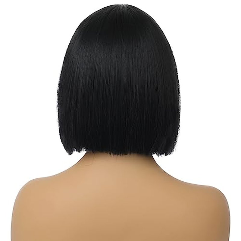 PATTNIUM Black Bob Wig for Women Short Black Wigs Straight Middle Part Black Hair Wig Natural Looking Heat Resistant Synthetic Wig