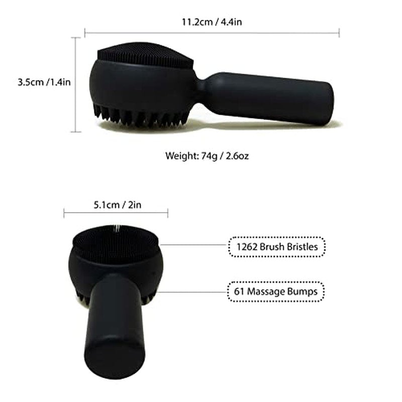 Silicone Facial Cleansing Brush 2 in 1 Silicone Facial Scrubber Manual Exfoliating Facial Brush Face Cleanser Face Exfoliator Ultrafine Bristles for Sensitive Skin Easy to Clean Lather Well (Black)