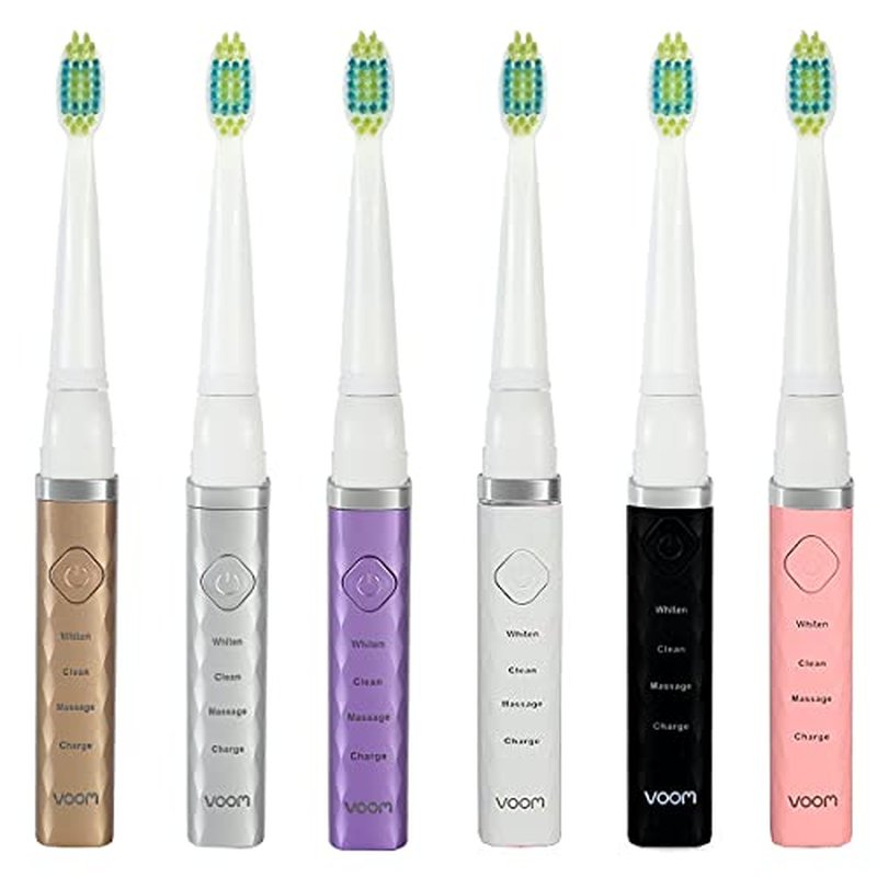 Voom Sonic Pro 3 Rechargeable Electric Toothbrush with Soft Dupont Nylon Bristles Dentist Recommended Portable Oral Care 2-Minute Timer 3 Adjustable Speeds Light Weight Design - Metallic Rose
