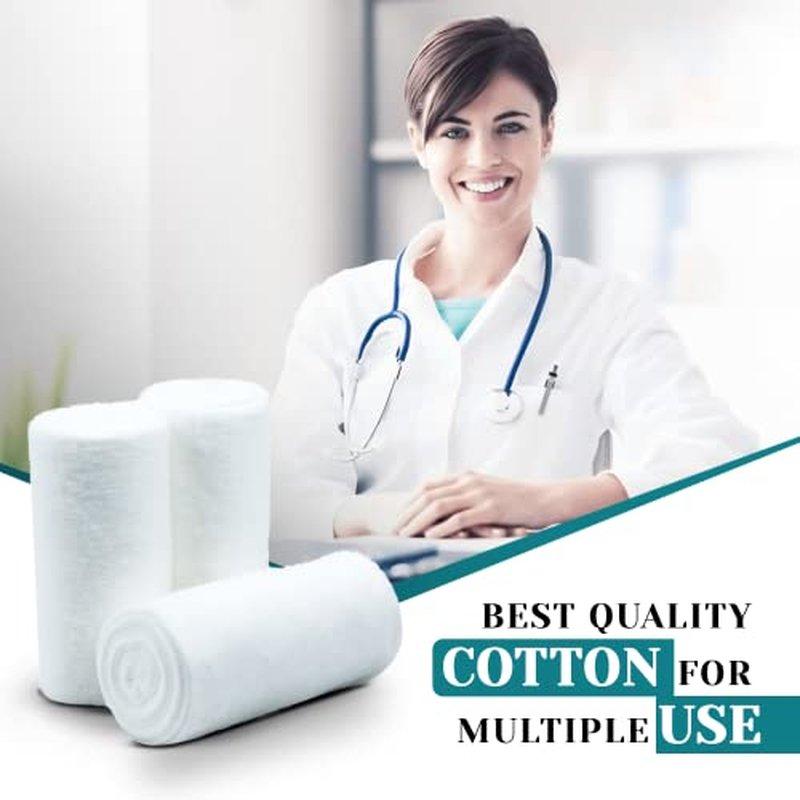Absorbent Pure Cotton Roll 2.205 lbs Rolled Cotton Ball Multipurpose Soft Cotton use for Surgical First Aid Saloon Makeup Remover Beauty and Baby Care Pure Cotton Wool Roll 500 Gram (Pack of 4)
