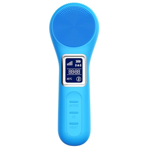 UMICKOO Silicone Face Scrubber Exfoliator, Rechargeable Facial Cleansing Brush with LCD Screen for Men & Women, Sonic Face Brush for Cleaning and Deep Cleansing and Exfoliating