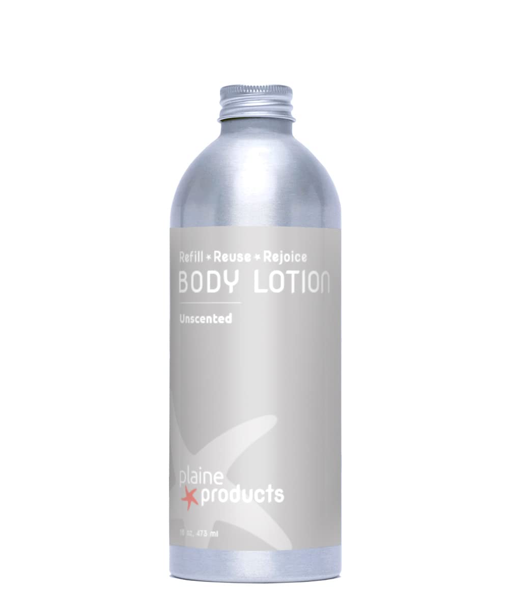 Plaine Products Eco-Friendly Body Lotion - Unscented - Sulfate/Paraben/Phthalate Free, 16 oz (Refill Bottle - No Pump)
