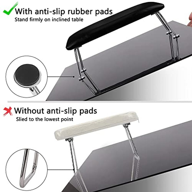 BQAN Nail Arm Rest, Arm Rest for Acrylic Nails with Non-slip, Professional Microfiber Leather Hand Rest Nail Table Desk Manicure Pillow Cushion for Nail Salon Use (Black)