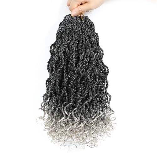 Wavy Senegalese Twist Crochet Hair For Black Women 8 Inch 10 Packs Senegalese Twist Braiding Hair Crochet Twists Pre Looped Twist Crochet Hair Curly Crochet Twist Hair With Curly Ends(1B#)