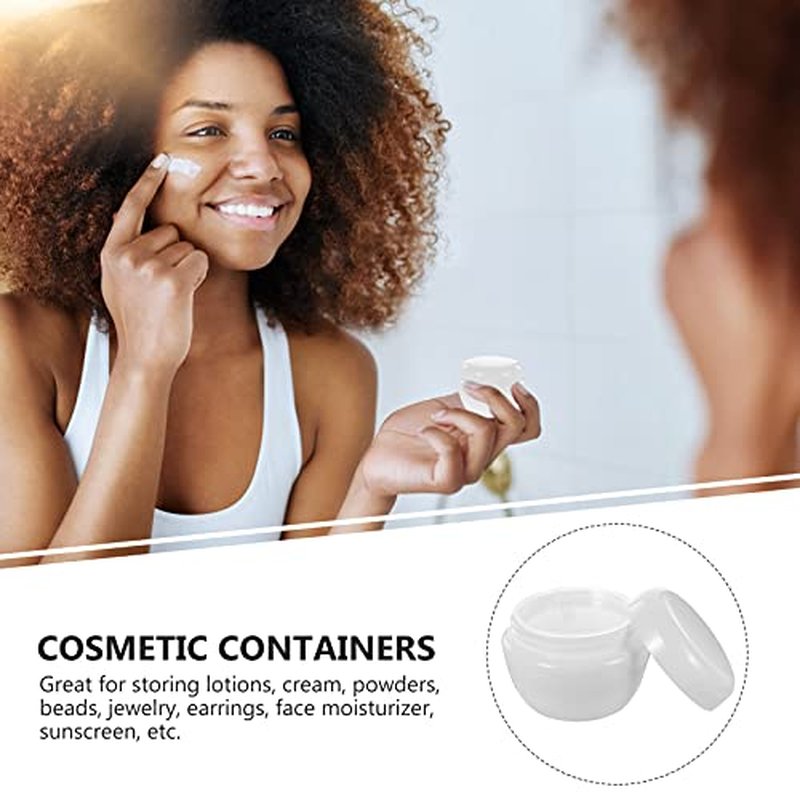 HONMEET 12pcs Plastic Cream & Milk Box Cosmetic Containers Cosmetic Sample Jars Travel Containers for Creams Round Container with Lid Lotion Container Cosmetic Cream Containers White