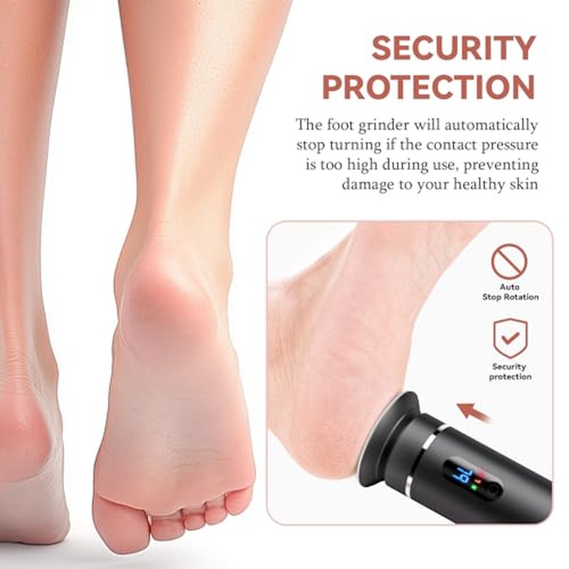 Ranrose Electric Callus Remover for Feet Rechargeable Portable Electric Foot File for Dead Skin Foot Grinder with 60pcs Replacement Sandpaper Disk 2 Speed Professional Pedicure Tools for Feet