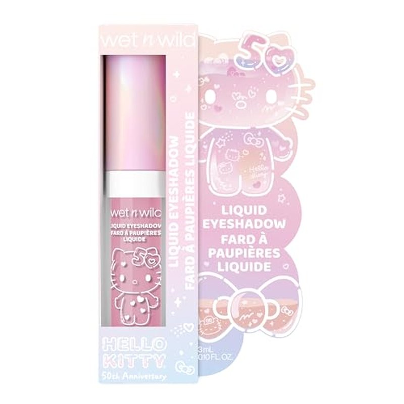 wet n wild Hello Kitty Liquid Eyeshadow, Smooth, Blendable, Shimmery Matte Bubblegum Pink Shade, Cruelty-Free & Vegan - Bubbly