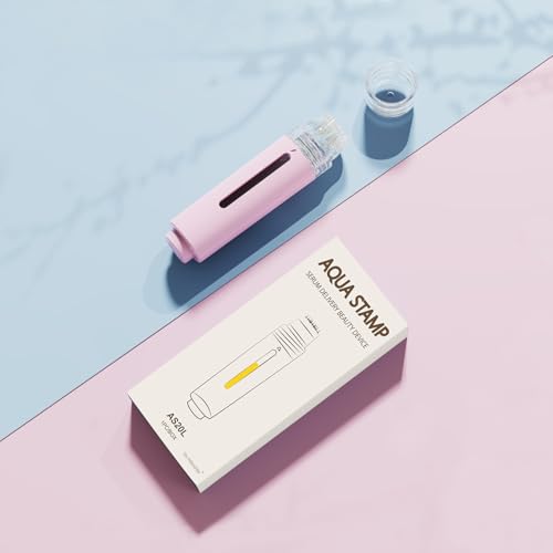 Titanium Derma Stamp Microneedle for Skin Care Face Lips Hair Scalp Derma Roller Alternative Beauty Tool Microneedling Serum Applicator Derma Stamp Pen (Pink)
