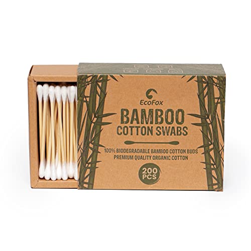 Precision Tip Cotton Swabs 200 Count | Organic & Biodegradable Pointed Cotton Buds | 100% Eco-Friendly & Natural | Perfect for Makeup, Fine Cleaning, Art