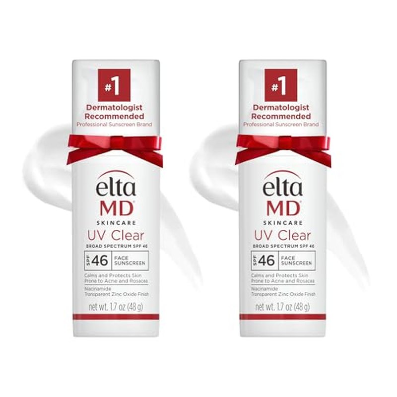 EltaMD UV Clear Face Sunscreen, SPF 46 Oil Free Sunscreen with Zinc Oxide, Protects and Calms Sensitive Skin and Acne-Prone Skin, Lightweight, Silky, Dermatologist Recommended, (2 Pack)