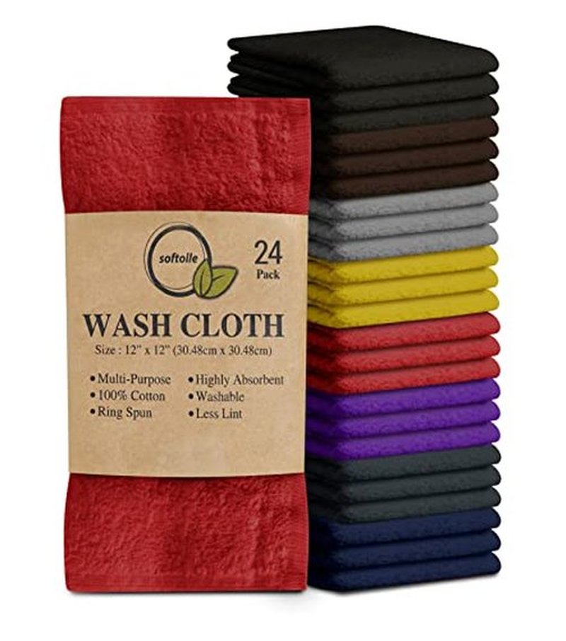 Softolle 100% Cotton Ring Spun Wash Cloths – Bulk Pack of Washcloths – 12x12 Inches – Wash Cloth for Face, Highly Absorbent, Soft and Face Towels (Navy Blue, 60 Pack)