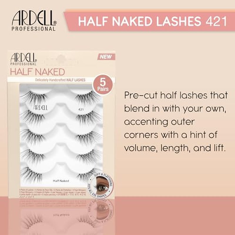 Ardell Half Naked Lashes - 421, Delicately Handcrafted Half Lashes, 5-pairs, 1-pack
