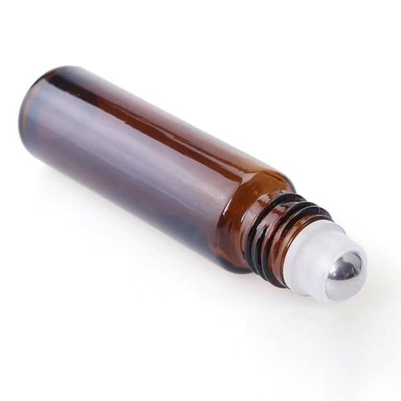 HINNASWA Essential Oil Roller Bottles, Empty Refillable Roll on Glass Bottles, Leak proof Glass Bottle, Stainless Steel Balls for Essential Oil 6 Packs (Amber, Blue, White)