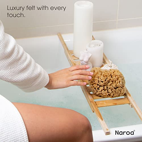 Naroa Massage Natural Shower Sponge | Unbleached Body Scrubber Puff | Bath Sponge for Healthy Skin | Eco Friendly Sustainable Sea Sponge (Massage - Small)