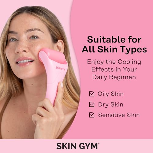 SKIN GYM Cryogel Ice Roller for Face - Anti Aging Ice Face Roller & Eye Roller for Eye Puffiness Relief, Travel Size Face Roller Skin Care & Face Ice Roller, Light Facial Ice Roller & Face Depuffer